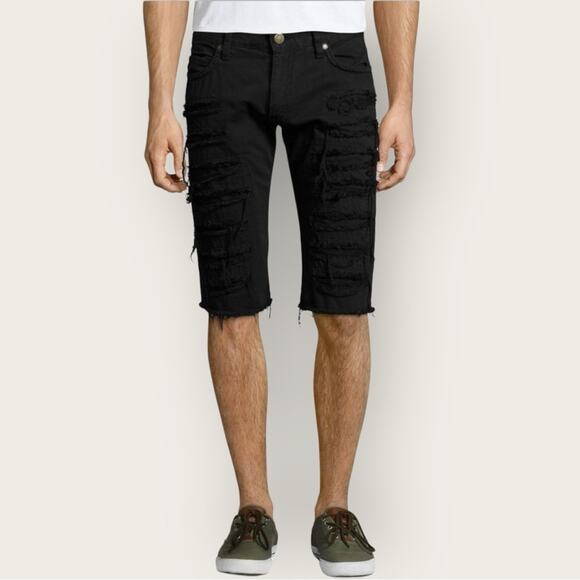 EUC | Robin’s Jeans | Distressed Bermuda Shorts | Black | Size 40 - Picture 1 of 16